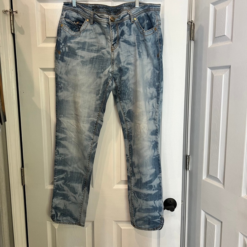 Apple Bottoms Jeans Cotton Spandex Acid Wash Y2K Streetwear 7/8 Vintage Style